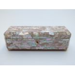 Mother of pearl glove or jewellery box raised on pad feet,