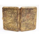 Japanese cigarette case with engraved gilt decoration, the front decorated with a landscape,