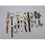 Sixteen various ladies and gentleman's wristwatches including hallmarked silver trench style