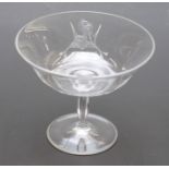 Orrefors etched glass pedestal dish,