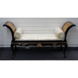 Japanese lacquer window seat with upholstery still covered in plastic W163cm