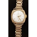Cyma Cymaflex 9ct gold ladies wristwatch with inset subsidiary seconds dial, gold hands,