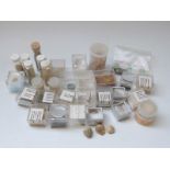 A collection of samples including shells,