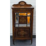 Late 19thC inlaid rosewood pier or music cabinet W61 x D37 x H122cm