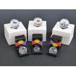 Six Swarovski Crystal Colours cut glass paperweights