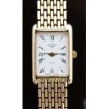 Rotary 9ct gold ladies wristwatch with gold hands, black Roman numerals, white face and ETA 280.