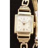 Ardan 9ct gold ladies wristwatch with gold hands, Arabic numerals,