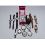 Fourteen various wrist and pocket watches including Smiths, Services, Carvetm Sekonda etc,