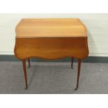 A 19thC mahogany drop leaf Pembroke table with satinwood beading, single drawer,