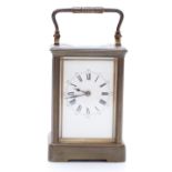 French Parisian made brass carriage clock in corniche style case,