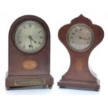 Two early 19thC mantel clocks with inlay decoration to the cases,
