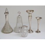 Two hallmarked silver mounted cut glass scent bottles,