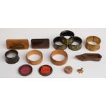 19thC treen items including snuff box made of wood from HMS Royal George,