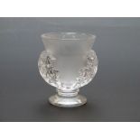 Lalique St Cloud frosted and clear glass pedestal vase decorated with acanthus leaves signed