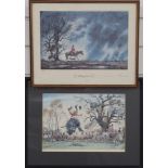 Two Norman Thelwell limited edition prints, one signed 'Taking Cover' and one depicting a meet,
