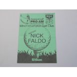 Nick Faldo signed Minchinhampton Golf Club programme 1989