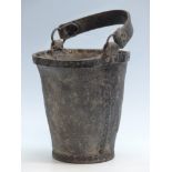 Georgian leather bucket with metal rim, complete with handle,