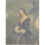 George Baxter print of a lady,