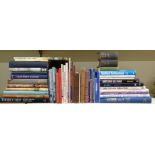 Approximately 55 shipping interest books including wooden boats, bark canoes, military,