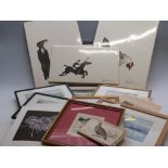 Large quantity signed etchings and other prints,