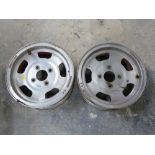 Pair of Wolf Race alloy wheels marked 5.50 x 13 x .