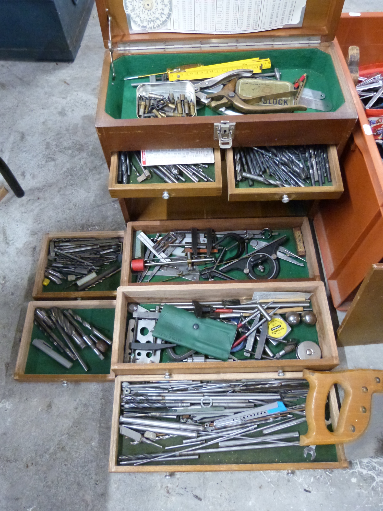 An engineer's tool chest and tools to include drills, bits, clamps, steel rods, - Image 2 of 3