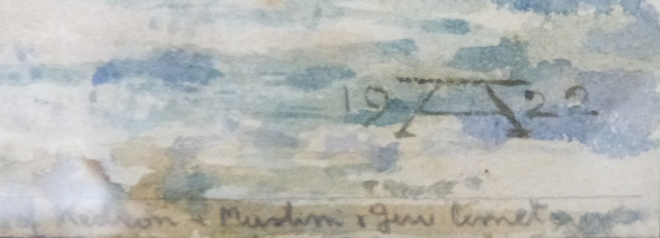 Watercolour landscape of Jerusalem, monogrammed and dated lower right possibly AH 1922, - Image 3 of 6