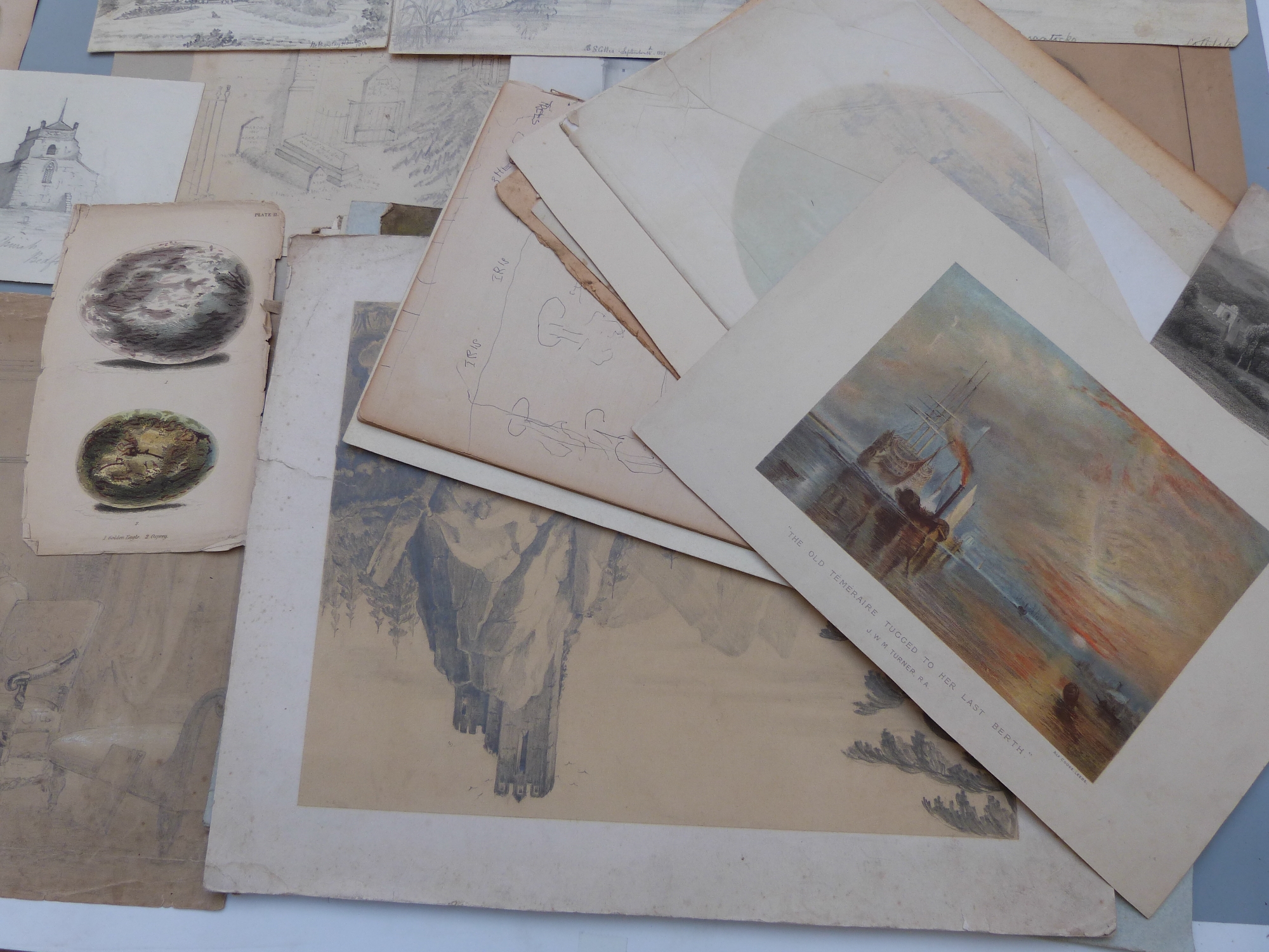 A quantity of mainly 19thC sketches and drawings, one page marked Jos Collis, York House, - Image 11 of 13