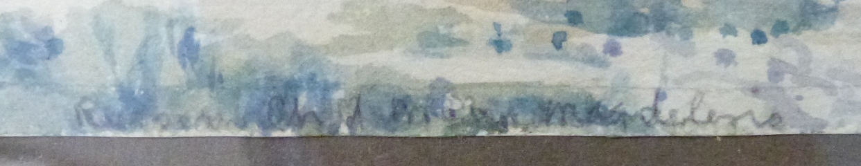 Watercolour landscape of Jerusalem, monogrammed and dated lower right possibly AH 1922, - Image 4 of 6