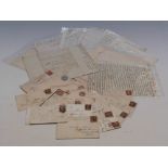A small quantity of GB 1d red brown on cover and others and pre stamp family correspondence on
