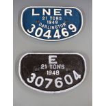 Two railway wagon plates,