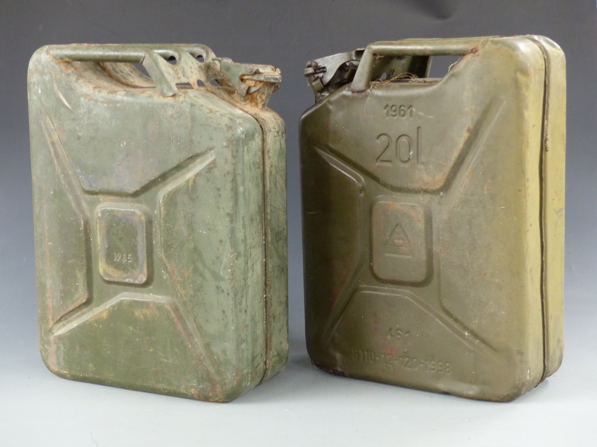 Two Jerry cans one dated 1961 the other 1985
