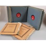 A box of Ivor Novello / Olive Gilbert and related 78s including test pressings and a box postmarked