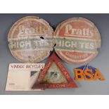 BSA advertising sign, Vindec Bicycles 1934 brochure,