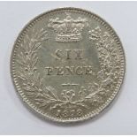 1878 young head Victorian sixpence EF-unc, die number 39
