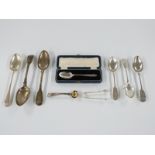 A quantity of Victorian and later hallmarked silver cutlery including a pair of fiddle and shell