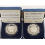 Two Royal Mint 1981 Prince of Wales and Lady Diana Spencer silver proof crowns, both in original