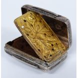 Victorian hallmarked silver vinaigrette with gilt interior and pierced and embossed inner cover,