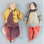Two Chinese dolls in traditional costume, circa 1900-1920, height 26cm
