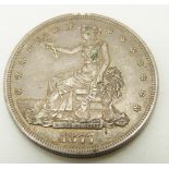 1877 silver US one dollar San Francisco Chinese trade dollar, Liberty seated obverse, eagle reverse,