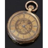 John Neve Masters Ltd of Rye, Sussex 18ct gold keyless winding open faced pocket watch with black
