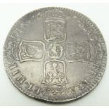 1697 William III half crown, NONO edge, toned, VF+