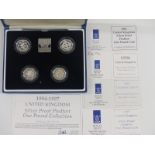 Royal Mint 1994-1997 £1 silver proof Piedfort collection comprising four one pound coins, in