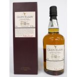 Glen Elgin Distillery 12 year old Speyside single pot still malt whisky, 70cl, 43% vol, in