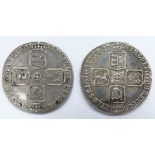 George II 1758 sixpence, old head, plain angles reverse, VF together with a cleaned possibly ex-