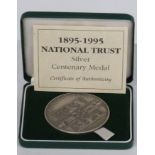 Royal Mint National Trust 1895-1995 commemorative silver centenary medal, 152g, with certificate