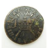 1690 James II Irish gun money half crown, VF+