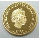 Gold proof one pound coin 'The St George and the Dragon', cased with certificate, 22ct, 8g.