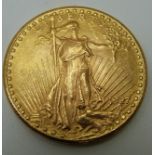 1927 USA Liberty standing, eagle reverse, twenty dollar gold coin, 33.4g