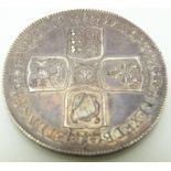 1750 George II crown, older head, plain angles reverse, QUARTO edge, toned, GVF